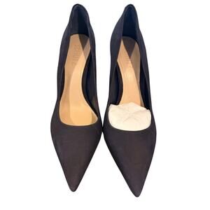 Schutz Lou Pumps 7.5 Navy Nubuck Pointed Toe Stiletto Heels Brazil
